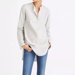 Madewell Gray White Striped Tunic Top